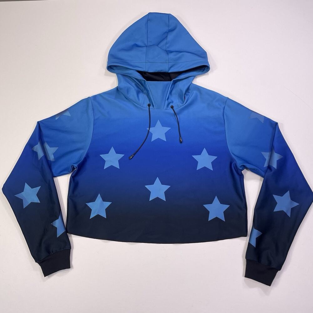 Ultracor Hoodie Women’s Small Cropped Lynx Blue Star Pattern Gym Running Stretch